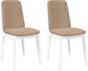 vidaXL 2 db fehér tömörfa gumiból készült étkezőszékek párnákkal