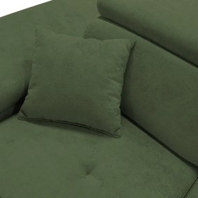 CASTELO L-alakú, ággyá nyitható sarokülőgarnitúra tárolóval, balos kivitel, zöld