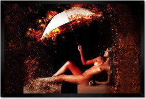 Poszterek keretben 60x40 Csaj lángoló pózban