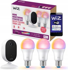 Kezdőkészlet 3x Led izzó E27 8,5W Rgb FullHD kamera WIFi Smart WiZ