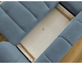 Kék kinyitható-tárolóhelyes sarokkanapé (bal oldali-heverő résszel) Fuji – Bobochic Paris