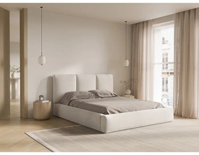 Bézs kárpitozott ágyneműtartós franciaágy ágyráccsal 160x200 cm Brody – Mazzini Beds