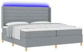 Ágykeret Matrac és LED világítás Szürke 200x200 cm Szövet