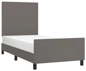 szürke műbőr ágykeret fejtámlával 100 x 200 cm