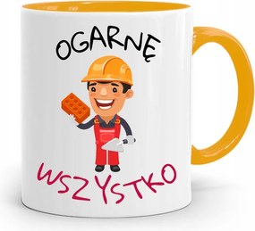 Sárga Építőipari Bögre Barkács Szakember Ajándék fényképes nyomtatással