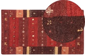 Piros gabbeh gyapjúszőnyeg 80 x 150 cm SINANLI Beliani