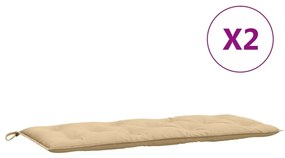 2 db melange bézs szövet kerti padpárna 120 x 50 x 7 cm