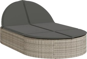 vidaXL világosszürke polyrattan dupla napozóágy párnával