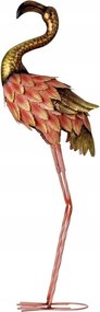 Flamingó álló kerti fém rózsaszín-arany 88cm