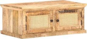 vidaXL tömör mangófa és természetes nád dohányzóasztal 90 x 50 x 35 cm
