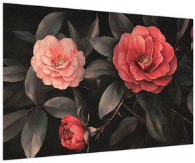 Kép - Vörös virágok sötét háttér előtt (90x60 cm)