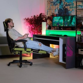 Irodai/gamer szék, fekete/zöld, teherbírás 150 kg, JORIK