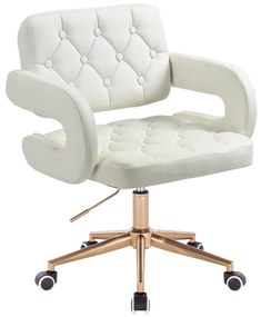 HR8403K Fehér modern műbőr szék arany lábbal