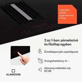 Klarstein AirJet 90, Down Air System, indukciós tűzhely + DownAir-páraelszívó, 754 m³/ó, A