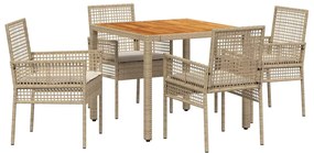 vidaXL Kert étkező szett 5 pcs Bézs polirattan