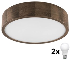 Brilagi - LED mennyezeti lámpa CARVALHO 2xE27/60W/230V tölgy-dió, Ø 37 cm