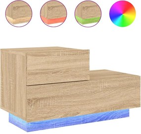 vidaXL sonoma tölgy színű éjjeliszekrény LED-ekkel 70 x 36 x 40,5 cm
