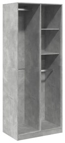 betonszürke szerelt fa ruhásszekrény 80 x 50 x 200 cm