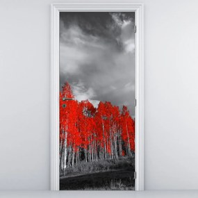 Fotótapéta ajtóra - Vörös fák (95x205cm)