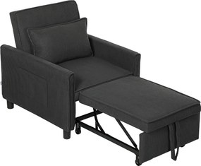 HOMCOM 3 az 1-ben Fektethető Kanapé Oldalzsebekkel és Dőlésszögbe Állítható Háttámlával, Modern Átalakítható Kanapé Fektethető Kanapénak vagy Egyszemé