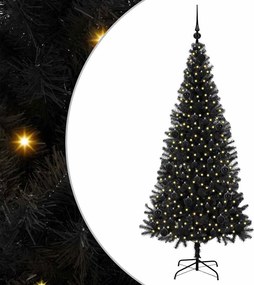 vidaXL Karácsonyfa 300 LED-del állvánnyal Fekete 180 cm PVC