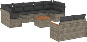 vidaXL 10 részes szürke polyrattan kerti ülőgarnitúra párnákkal