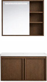 Lavre TOSCANA Fürdőszobai Szekrény Szett Mosdóval és Tükörrel - Sőtét famintás, 600x470x490 mm