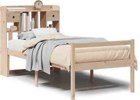 vidaXL tömör fenyőfa könyvespolcos ágy matrac nélkül 75 x 190 cm