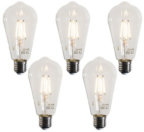 5 darabos E27 LED filament izzó szett ST64 átlátszó 4W 470 lm 2700K