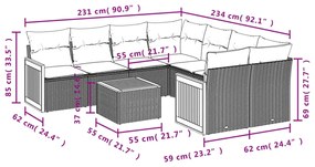 9 részes szürke polyrattan kerti ülőgarnitúra párnákkal