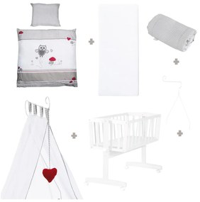 Fehér gurulós baldachinos bölcső 40x90 cm Adam &amp; Eule – Roba