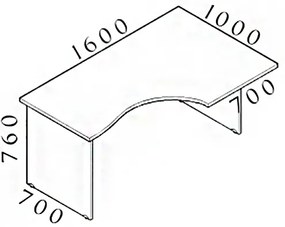 Visio ergonomikus asztal 160 x 100 cm, jobb, juhar