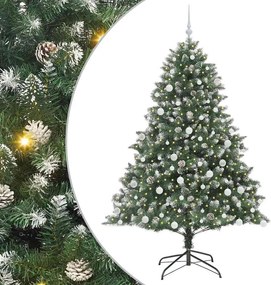 vidaXL Mű karácsonyfa 300 LED-del Zöld 180 cm PVC és Műanyag és Acél