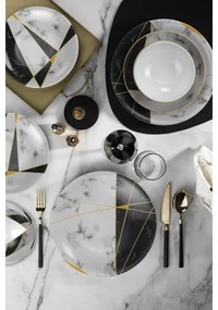 24 részes étkészlet fekete/fehér/arany/porcelán