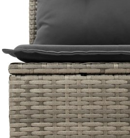 8 Darabos Kerti Kanapé Szett Párnával Szürke Poly Rattan Akác