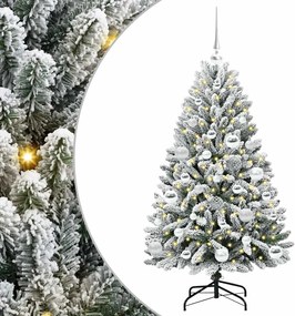 vidaXL Mű karácsonyfa 150 LED-del Zöld és Fehér 120 cm PVC és fém