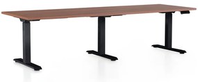 OfficeTech Long állítható magasságú asztal, 240 x 80 cm, fekete alap, dió