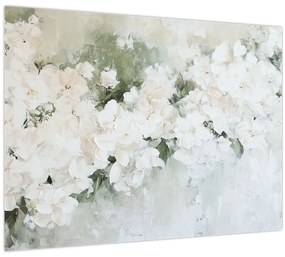 Üveg kép - Fehér virág absztrakció (70x50 cm)