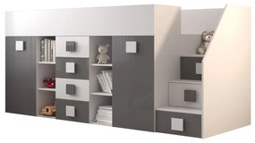 Kombinált gyerekágy 90 cm Toreno 3 (fehér + fényes fehér + fényes szürke) (J). 1083328