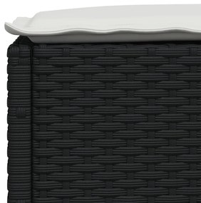 fekete polyrattan kerti szék párnával 63,5 x 56 x 32 cm