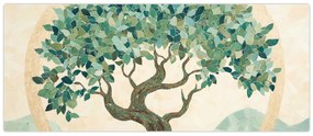 Kép – Elegáns mozaik fával (120x50 cm)