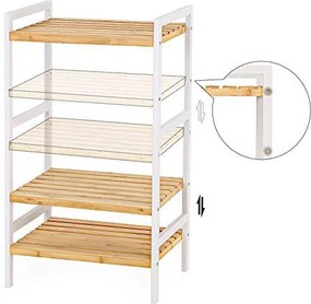 3 szintes bambusz tároló állvány, 45 x 31,5 x 80 cm, natúr és fehér