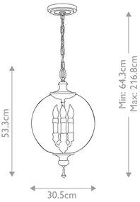 Elstead FE-ARGENTO-P - Csillár láncon ARGENTO 3xE14/60W/230V