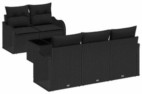 vidaXL Kerti Kanapé Szett Fekete polirattan