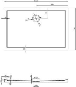 Mexen Flow zuhanytálca téglalap alakú slim 100 x 75 cm, fehér fényes - 46R107510