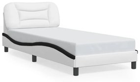 fehér és fekete műbőr ágykeret LED-világítással 80 x 200 cm