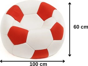 EMI focilabda mintás fehér-piros műbőr babzsákfotel