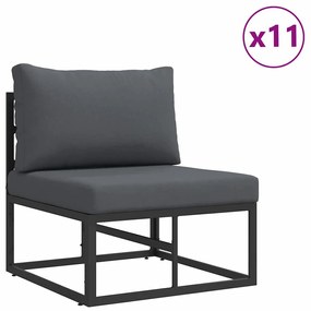 Kerti Kanapé Szett párnával 14 pcs Fekete Alumínium