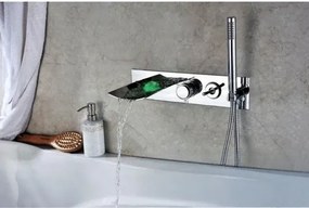LED-es fali kádcsaptelep EYN SAK9671 vízeséses kifolyóval, többféle színű felülettel