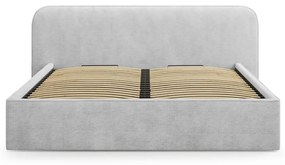 Világosszürke kárpitozott ágyneműtartós franciaágy ágyráccsal 180x200 cm Elizabeth – Micadoni